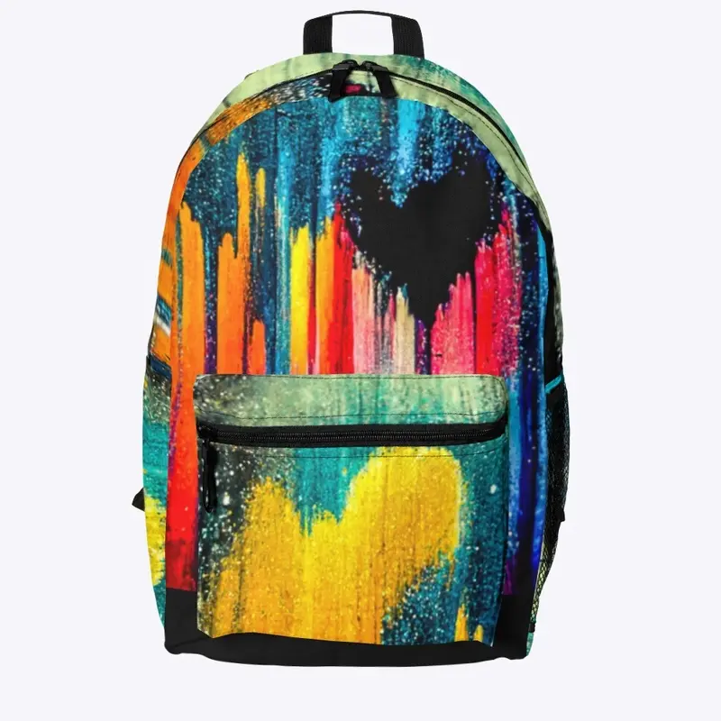 Colorful Black Heart - Backpack